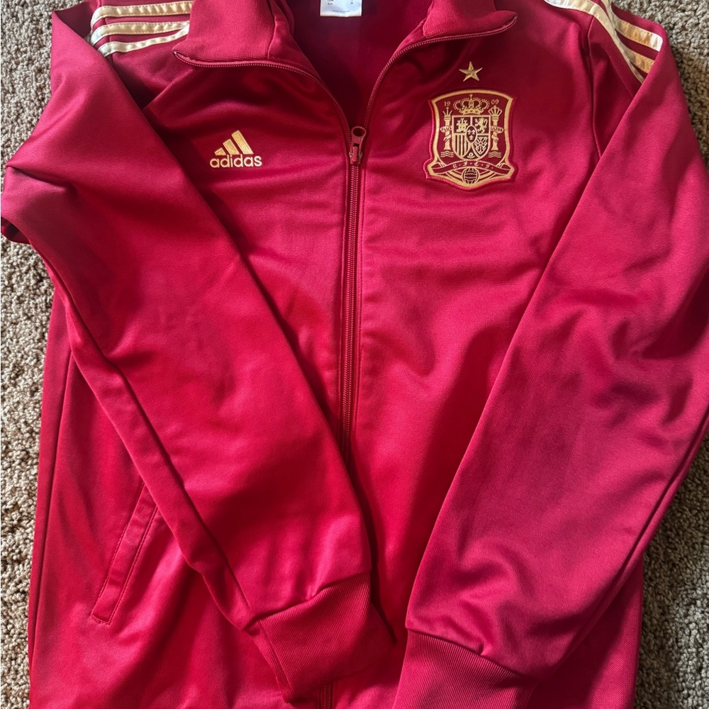 Adidas Red and Gold Track Jacket with Spanish Crest